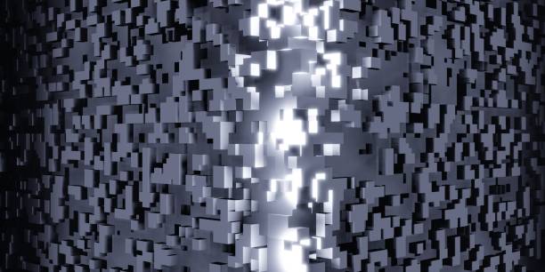 würfel pixel rubiks würfel isometrisch abstrakt geometrisch digitales datenkonzept komplexe struktur 3d-rendering - organization electronics industry dance and electronic data stock-fotos und bilder