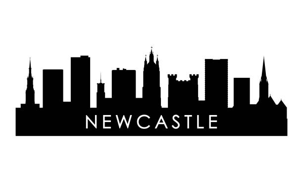 newcastle skyline silhouette. black newcastle city design isolated on white background. - newcastle stock illustrations