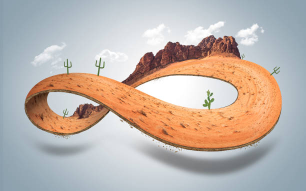 3d illustration of infinity desert off road with clouds or never ending off road design advertisement - off road vehicle fotos imagens e fotografias de stock