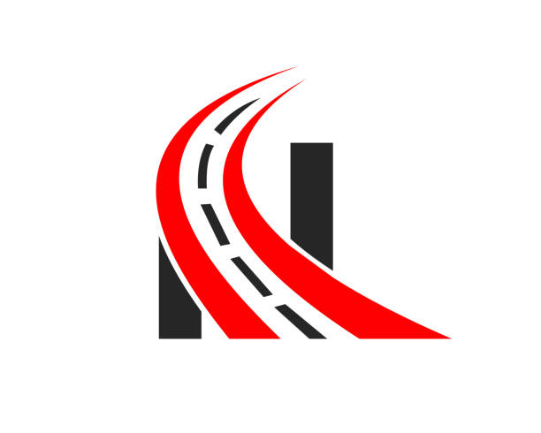 illustrations, cliparts, dessins animés et icônes de logo de transport avec concept de lettre n. modèle de conception de logo n letter road - n train