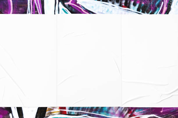istock colorful urban wall texture with three wrinkled glued poster templates 1344404890