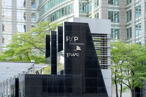 Montreal, Quebec, Canada - September 4, 2021:  PSP Investments
business office in Montreal, Quebec, Canada. PSP is a Canadian pension investment manager.