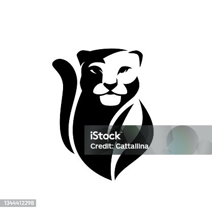 istock snow leopard head black and white vector portrait design 1344412298