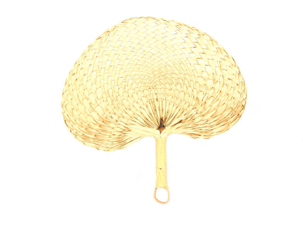 native fan made from palm leaves on white background