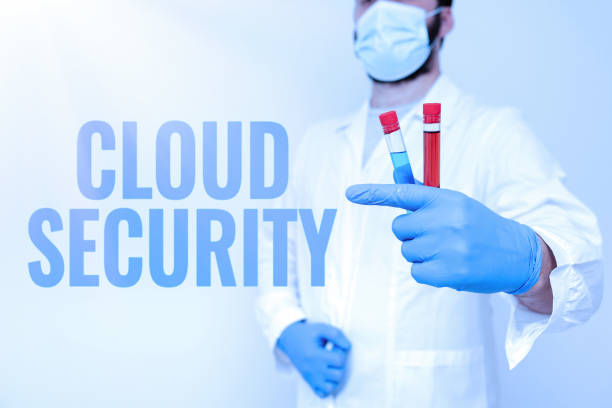 istock Sign displaying Cloud Security. Business concept Protect the stored information safe Controlled technology Research Scientist Comparing Different Samples, Doctor Displaying Cure 1344413103