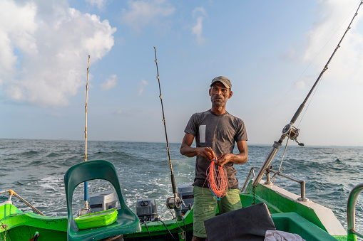 Deepwater sport fishing in the Indian Ocean nearby Sri Lanka coast