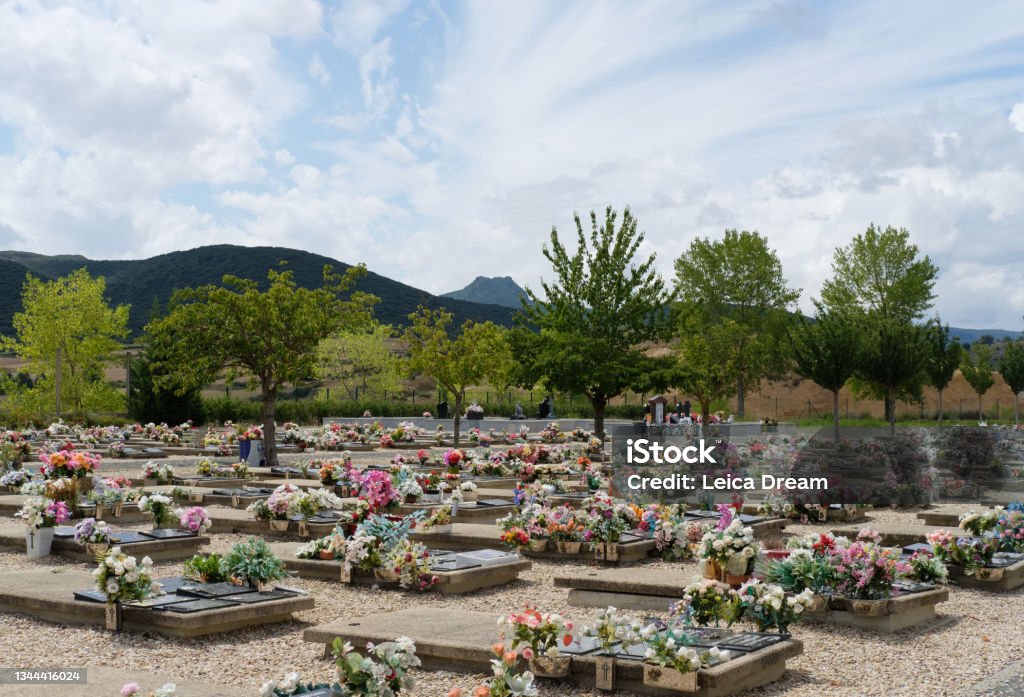 Cemetery. Graveyard. all saint's day. Day of the dead. November Cemetery Stock Photo