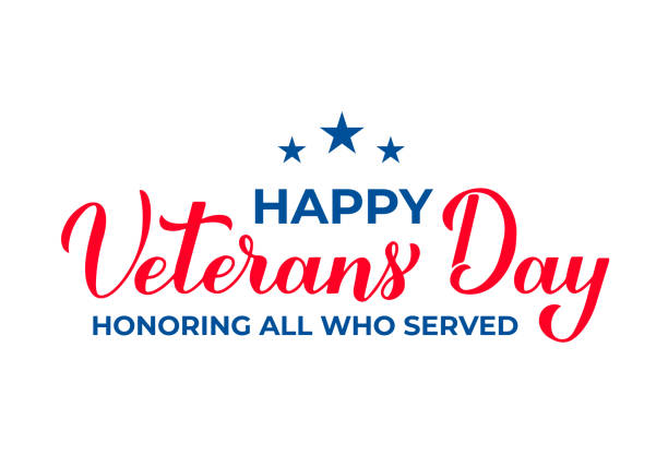 istock Happy Veterans Day calligraphy hand lettering isolated on white. American holiday typography poster. Easy to edit vector template for greeting card,  banner, flyer, t-shirt, etc 1344419622
