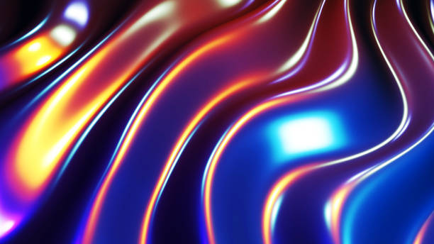 istock Abstract background, liquid metal waves with neon colors lights 1344423344