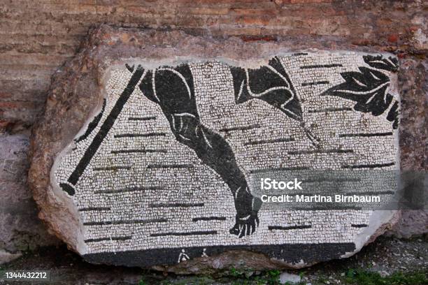 Fragments Of An Old Mosaic In The Baths Of Caracalla Rome Stock Photo - Download Image Now