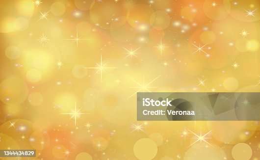 istock Golden Christmas Background with Bokeh Light and Snowflakes. 1344434829