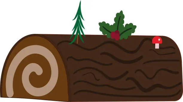 Vector illustration of Yule log or Christmas Mouth