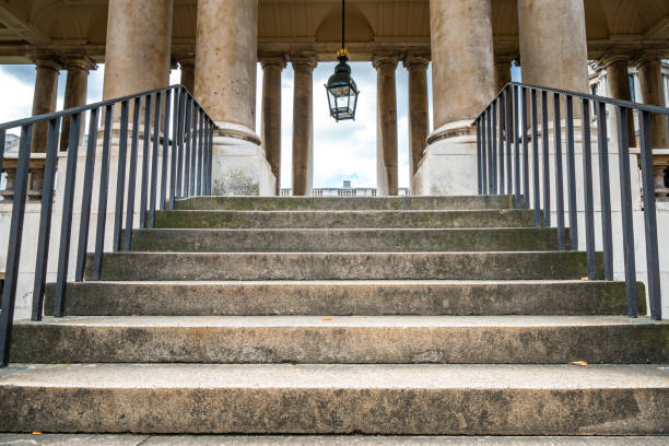 Beautiful marble staircase leading into bright light. Architectural detail from the mosque Hassan II in Casablanca, Morocco. Soft focus, glow effect.
