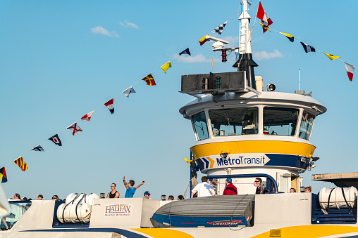 Halifax, Canada - July 1, 2012: A metro transit ferry running free of charge during Canada Day festivities.