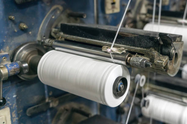 istock Production of polypropylene yarn for making bags 1344442019
