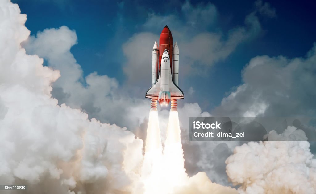Space shuttle rocket launch in the sky and clouds to outer space. Sky and clouds. Spacecraft flight. Elements of this image furnished by NASA Space shuttle rocket launch in the sky and clouds to outer space. Sky and clouds. Spacecraft flight. Elements of this image furnished by NASA (url: https://www.nasa.gov/sites/default/files/styles/full_width_feature/public/images/164234main_image_feature_713_ys_full.jpg) Rocketship Stock Photo