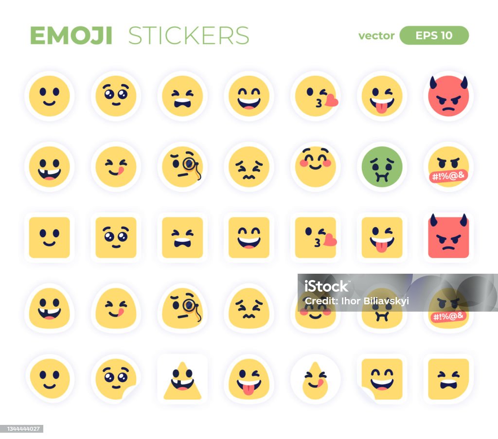 Emoji Smiles Emoticons Set Isolated Yellow Faces With Different Funny  Emotions Simple Modern Design Icons Chat Elements Ui Ux For Mobile App  Social Media Or Web Flat Style Vector Illustration Stock Illustration -