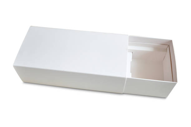 istock Open Long white paper box isolated on white background. 1344445035