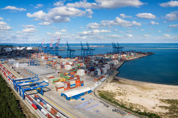 Container terminal at Baltic sea, Gdansk, Poland
