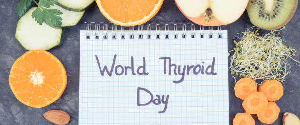 istock Notepad with inscription World Thyroid Day and best ingredients for healthy thyroid 1344448052