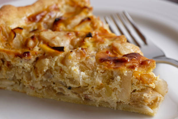istock A piece of onion tart on a plate. 1344452295