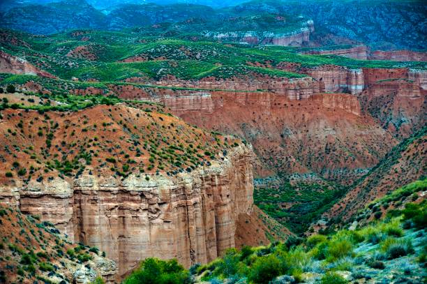 istock Empty desert landscape with open plateau and band of cliffs. 1344452321