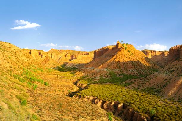 istock Empty desert landscape with open plateau and band of cliffs. 1344452403