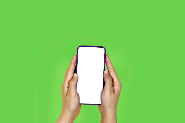 istock closeup hands woman using Mobile smartphone with green background 1344453590