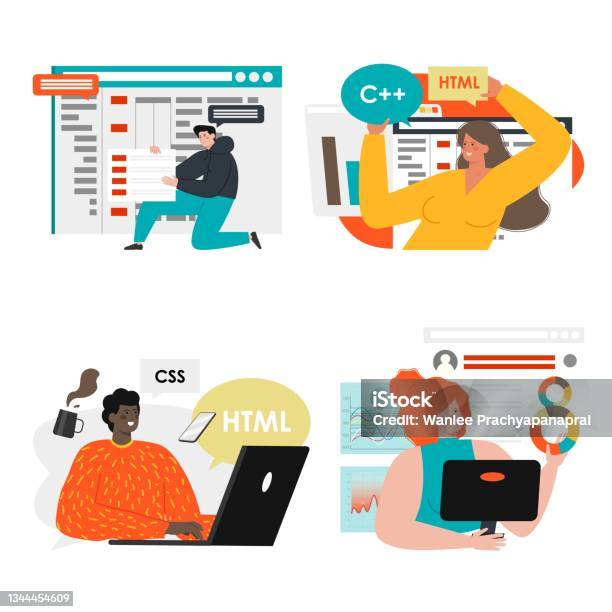 Software Developers Programmers Coding Programming Creating Website ...