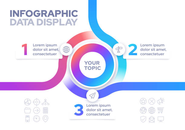 connection synergy teamwork data infographic design - 3 rakamı stock illustrations