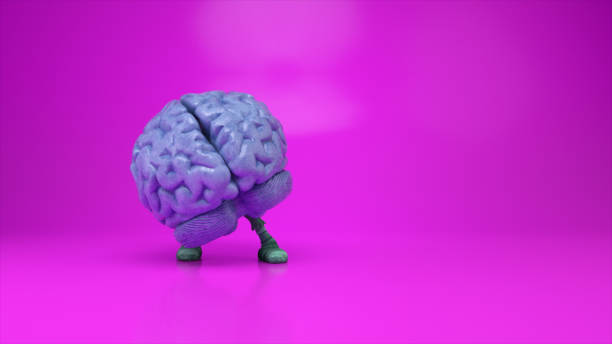 istock Dancing brain on a colorful pink background. Artificial intelligence concept. 3d animation of a seamless loop 1344458149