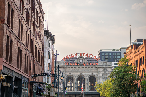 Denver, CO - August 30, 2021: Union Station, downtown, in the LoDo neighborhood.