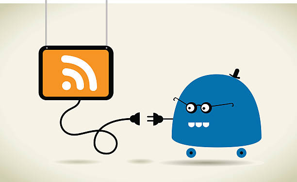 RSS monster RSS monster connecting to a rss feed. rss feeds stock illustrations