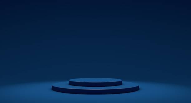 istock 3D Dark Blue Stands, Product Stand, Blank Scene 1344461585