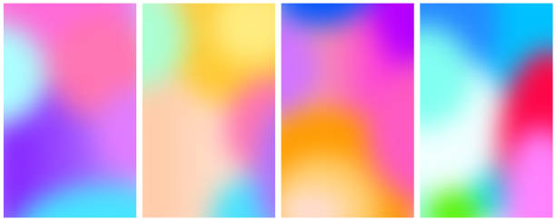 Set of blurred gradient multicolored backgrounds. Set of blurred gradient backgrounds. Design template. For web, mobile applications, social media. Vector illustration. multi colored background stock illustrations