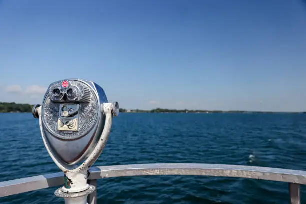 Coin operated binoculars on a tour boat in the Thousand Islands