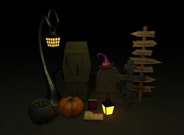 istock A set of things for Halloween 3d-rendering 1344465692