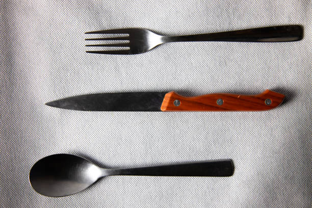 istock Silverware of Spoon , fork and Knife , Cultery set on white background 1344466801