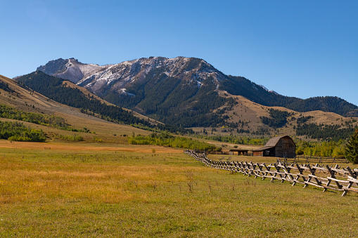 Autumn scene in southern Montana ranch country. in western USA. Cities nearby are Gardiner Billings, and  Bozeman, Montana.