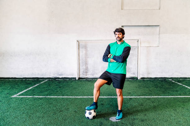 istock Confident coalie at indoor soccer field 1344473049