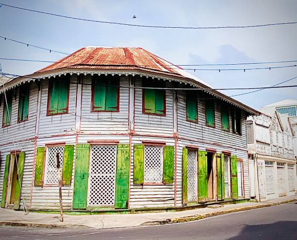 A beautiful large colonial home featuring a rusted tin roof on the beautiful island of St Kitts