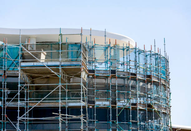 istock Construction of apartment building, sky background with copy space 1344481836