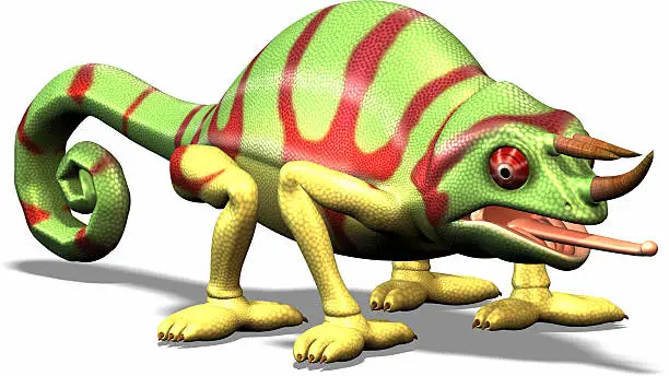 A Cartoon Chameleon, isolated