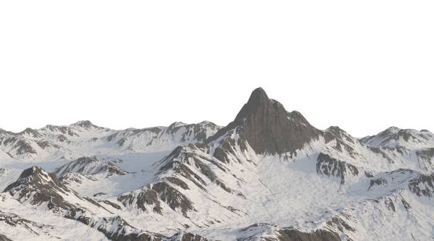 istock Snowy mountains Isolated on white background 3d illustration 1344487399