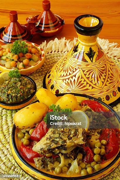 Tajine Marocchino Chermoula Pesce - Fotografie stock e altre immagini di Africa settentrionale - Africa settentrionale, Aglio - Alliacee, Alimentazione sana