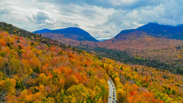 istock Peak fall colors aerial view in kancamagus highway 1344491845
