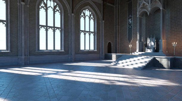 istock Fantasy medieval throne room in the castle 3d illustration 1344492020