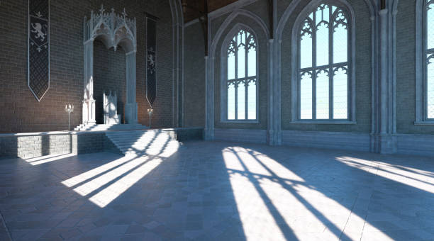 istock Fantasy medieval throne room in the castle 3d illustration 1344492027