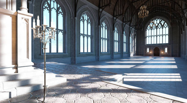 istock Fantasy medieval throne room in the castle 3d illustration 1344492107