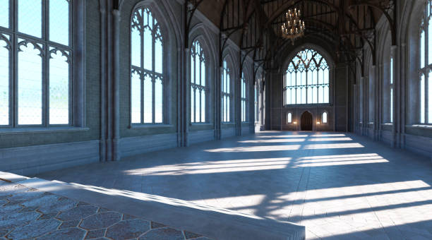 istock Fantasy medieval throne room in the castle 3d illustration 1344492111